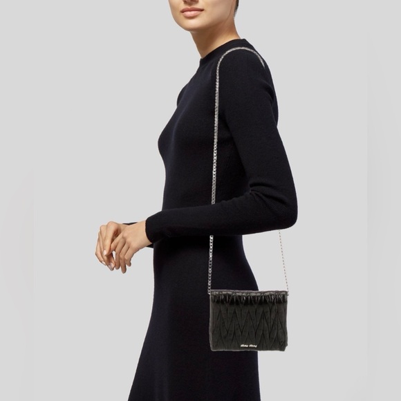 Miu Miu Black Matelasse Leather Crossbody Bag - Picture 3 of 3